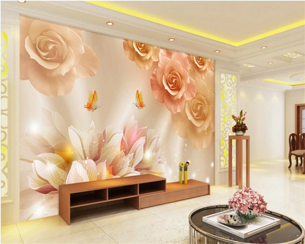 

Beibehang Custom photo wallpaper fashion high color butterfly love flower wallpaper living room bedroom background wallpaper