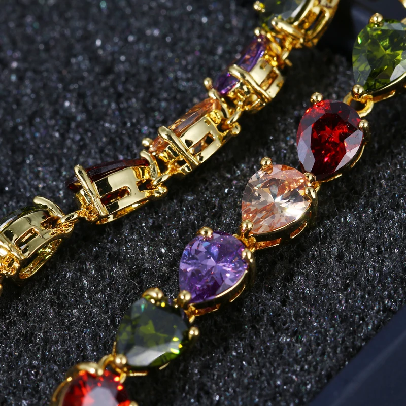 EMMAYA Fashion Multi Colors AAA CZ Crystal Chain Bracelet Gold-Color Jewelry For Women