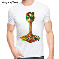 Geometric Cube T shirts Men Creative Fashion Magic Cube T-shirt Tee Tops The Rainbow Abstraction melted magic cube Geek tshirt
