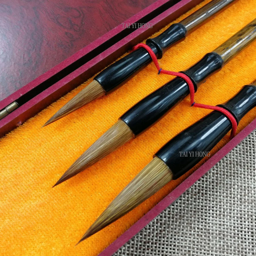 Art Supplies, Calligraphy Brush Set, Wolf Hair & Wood Handle, Gift Box, for Writing Painting Student School, Beginners Kit