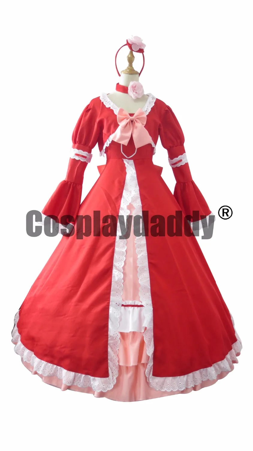 

Black Butler Kuroshitsuji Elizabeth Midford Red Halloween Lolita Dress Gown Cosplay Costume