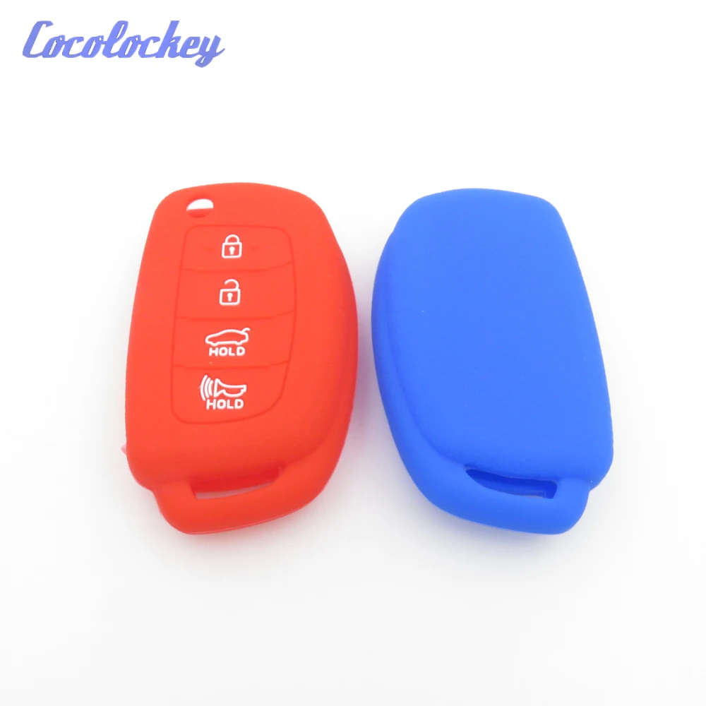 Cocolockey Silicone Rubber Car Key Case for HYUNDAI HB20 Ix45 IX35 Santa Fe Flip Remote Key Case For Car 4 Button Car Styling