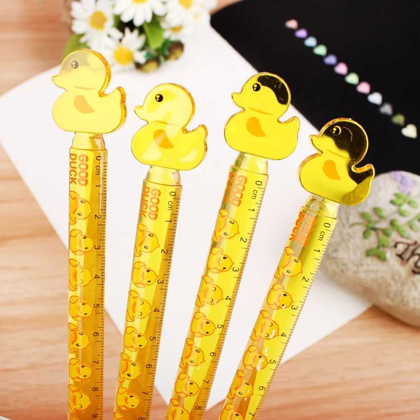 Cute Yellow Duck Plastic Straight Ruler Drawing Measuring Tools Cartoon Stationery 12cm Clear Scale Ruler Student Prizes NEW