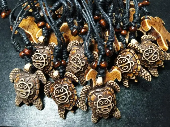 16 pcs Cool Carving Turtle Longevity Fashion Biker Necklace