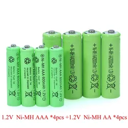 4 sztuk 1.2v NI-MH AAA baterie 600mAh akumulator nimh + 4 sztuk 1.2V Ni-Mh AA 2000mAh NI-MH baterii do zdalnego sterowania