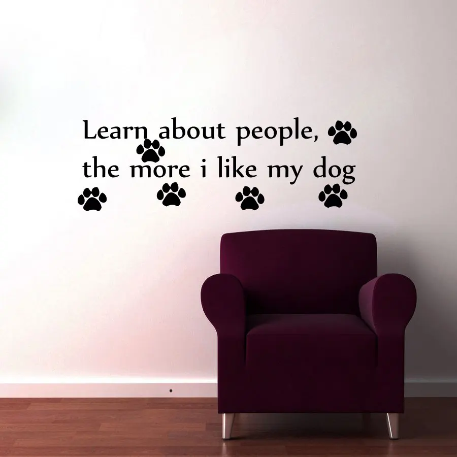 

ZOOYOO Learn About People The More I Like My Dog Paw Print Wall Stickers Home Decor DIY Vinyl Art Living Room Bedroom Decoration