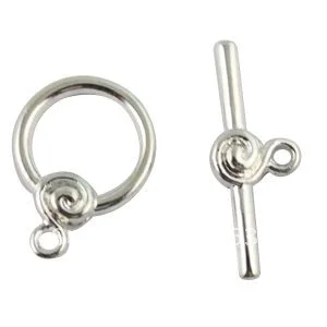 60Sets Silver Plate Spiral Circle toggle clasps A1708SP