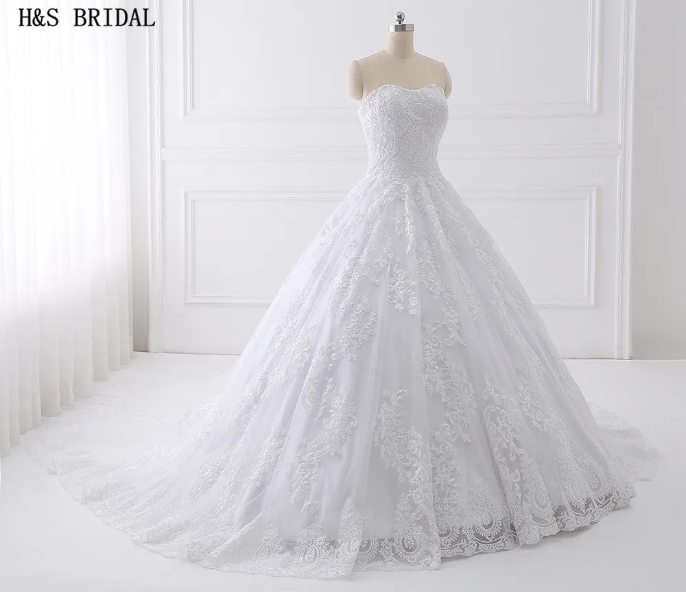 H & S BRIDAL suknia balowa suknia ślubna suknie ślubne Real Photo Vestido De Novias Sweetheart suknia ślubna biała suknia ślubna dla nowożeńców sukienka