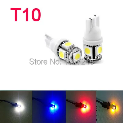 

(10pcs/pack) High brightness 5 LED 12V White/ Yellow/Red/Blue Side Wedge Tail Light Lamp Bulb Light Bulb A2 Wholesale