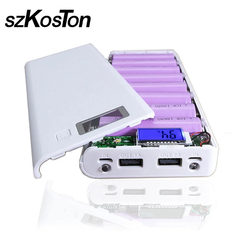 New DIY 8x18650 Portable Battery Power Bank Shell Case Box LCD Display Dual USB Powerbank Box KIT Powerbank 18650(No Battery)