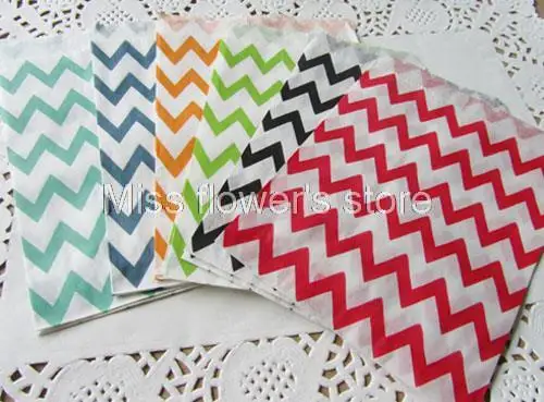 50 PCS/2 Pack Chevron Striped West Point Snack Popcorn Fries Hamburger Fried Chicken Food Oil Paper Bags