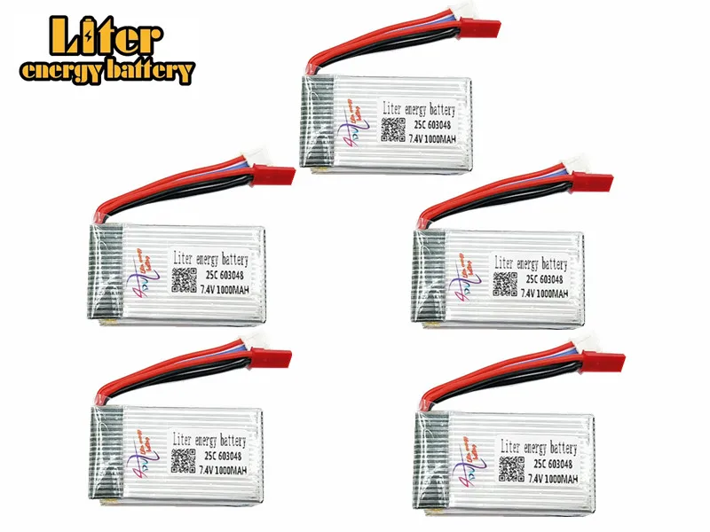 

5pcs 7.4V 1000mAh 25C Lipo battery For MJXRC X600 F46 aircraft model aircraft JXD391V Lipo battery 2s 603048 JST plug