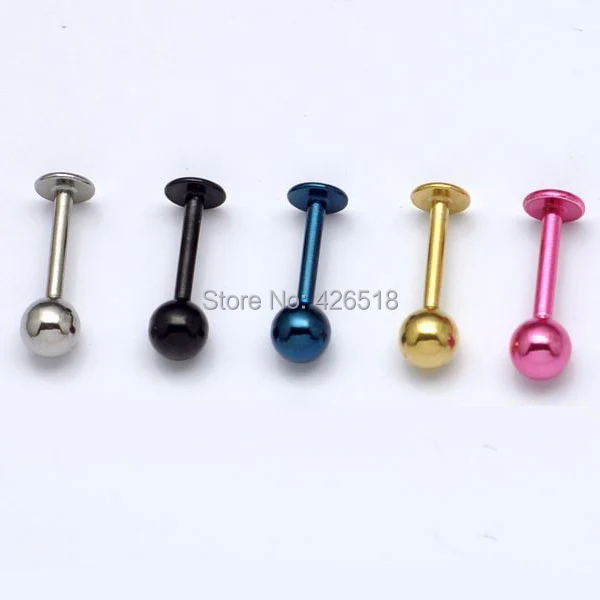 3 4 5mm Diameter 5 colors Stainless steel Men Women Screw Back (pierced) Body Labret Lip Piercing Boday Jewelry