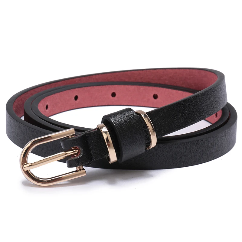 Women\'s Skinny Leather Belt Solid Color Waist or Hips Ornament Girls 1.5cm Wide Leopard Waistband 10 Sizes to Choose From