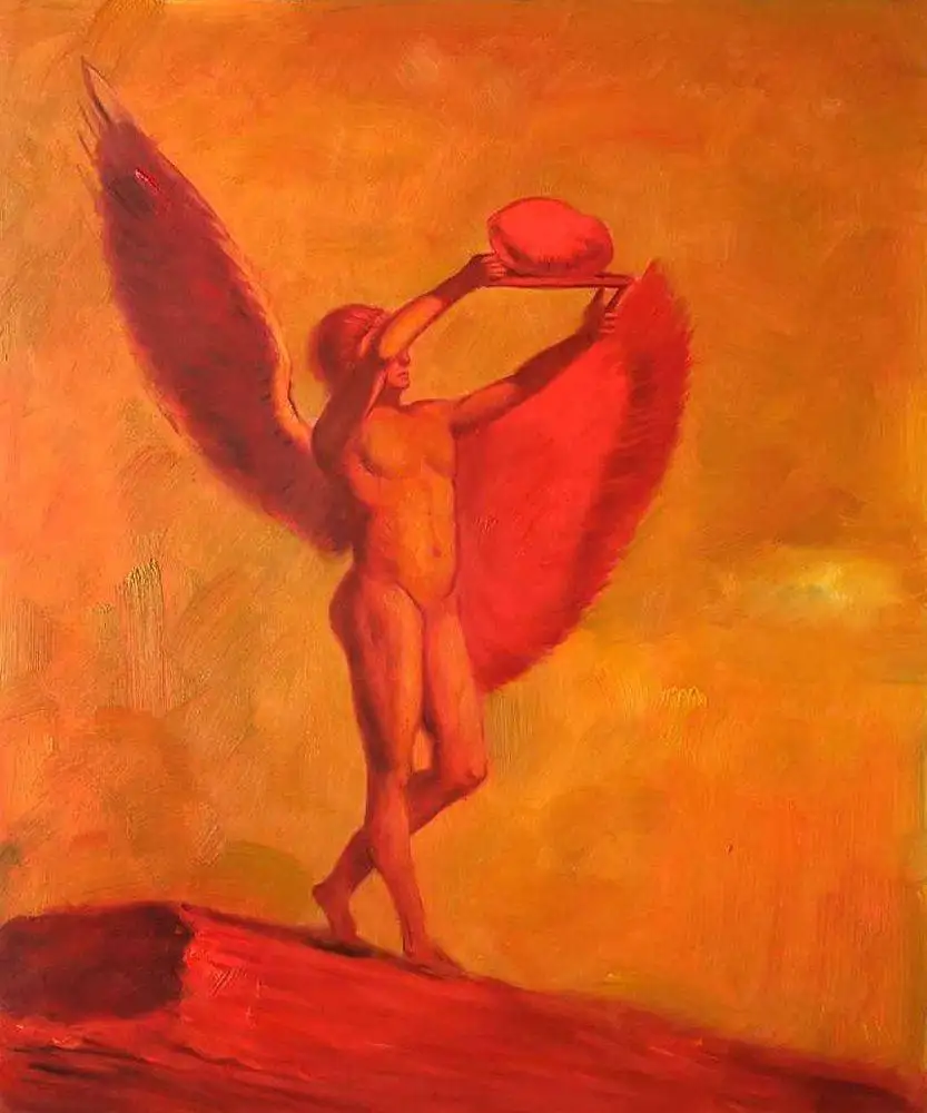 

Всемирно известная Картина на холсте, Icarus by Odilon Redon, домашний декор, Картина на холсте, ручная роспись, высокое качество