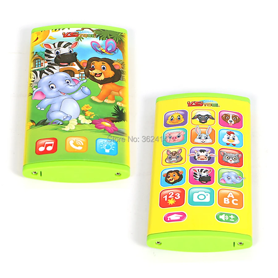 Cartoon English recognizing Animal toy phone elettrico, a doppia faccia 360 a schermo intero 23 diverse funzioni giocattoli di apprendimento intelligenti