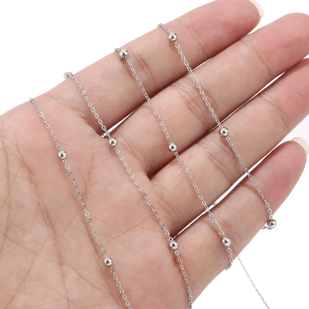 10 Meters Bulk Fancy Stainless Steel Satellite Chain Anti Tarnish Bead Ball Cable Chain for Necklace Choker Anklet Making