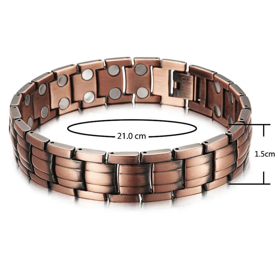 WelMag Healing Magnetic Copper Bracelets Viking Bangle for Men Bio Energy Double Row Magnet Male Bracelet Homme Jewelry Gifts