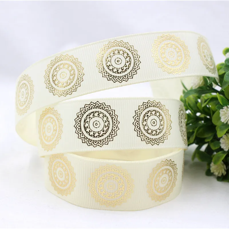 16130183 ,  22MM totem hot gold Printed grosgrain ribbon, DIY handmadeHair accessories Material wedding gift wrap