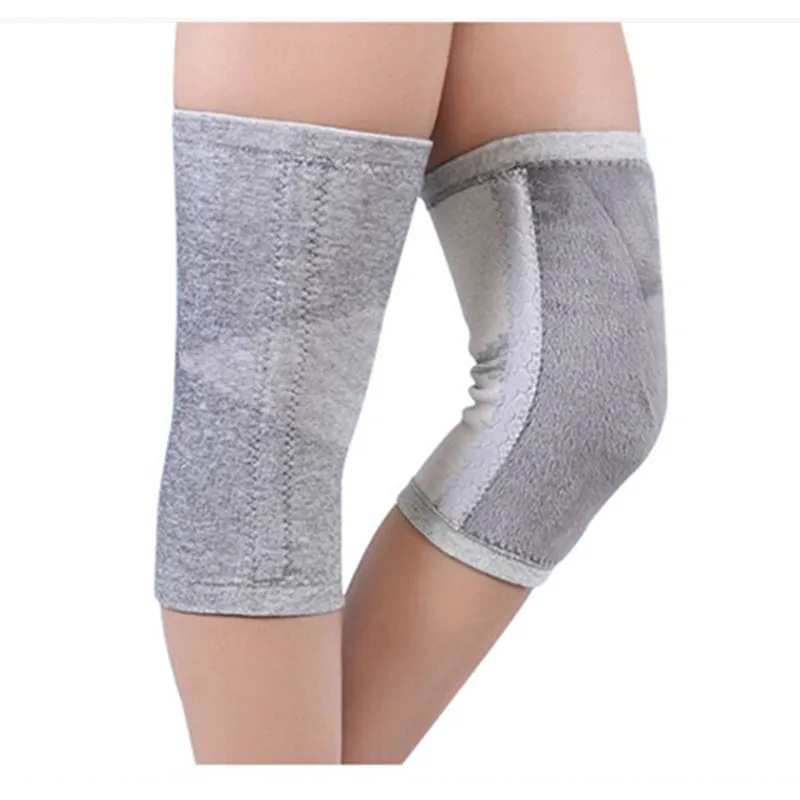 1Pair Warm Elastic Breathable Knee Support Inner Fleece Bamboo Fiber Health Care Knee Brace Spring Stay Shockproof Knee Pads