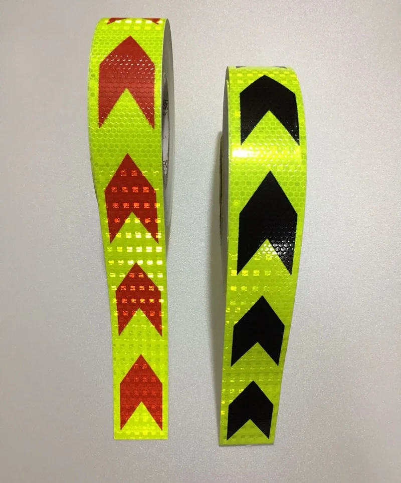 5cm x 3m selbst klebender fluor zieren der gelb roter Pfeil reflektieren der Klebeband-Warn aufkleber – Detail 2
