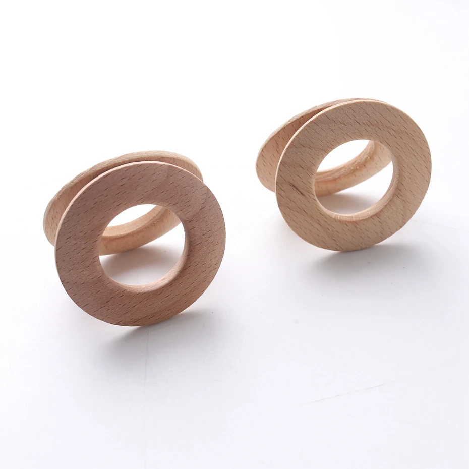 

10pc 50mm BPA Free Wooden Teething Wood Ring Donut Beech Round Baby Nursing Accessories DIY Crafts Chewable Teether Toys