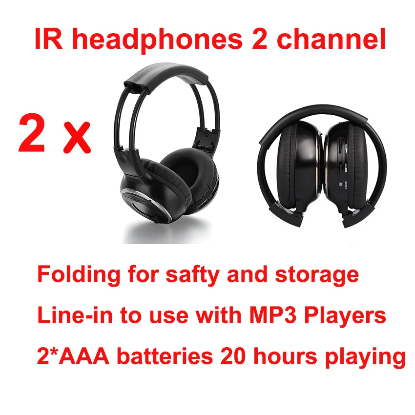 Infrared Stereo Wireless Headphones Earphone IR in Car roof dvd or headphone dvd Player two channels