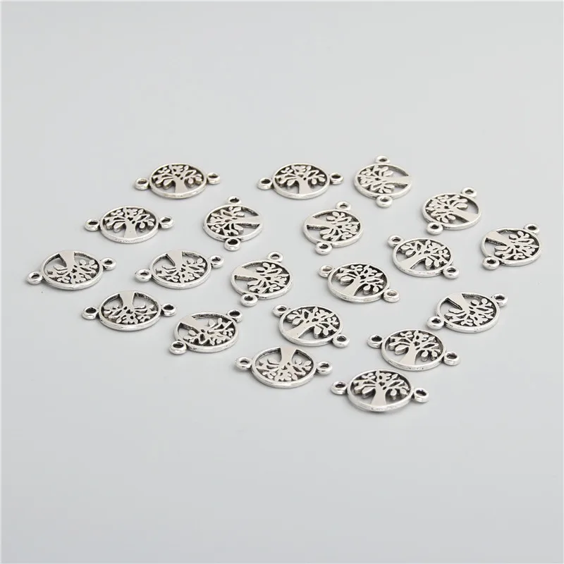 50pcs Tibetan Silver Color Peace Tree Connector Charms Diy Bracelet Necklace Pendant Jewelry Finding A2748