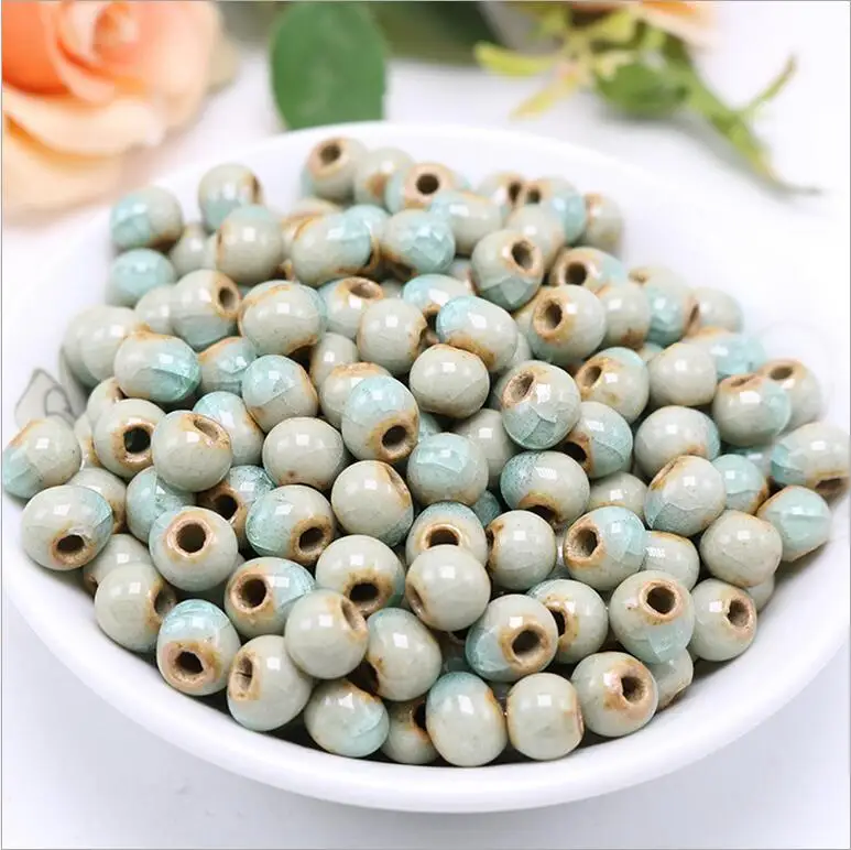 50pcs 6/8/10mm Ice Crack Ceramic Beads Porcelain Beads Loose Spacer Beads DIY Handmade Charm Bracelet for Jewelry Making Z399