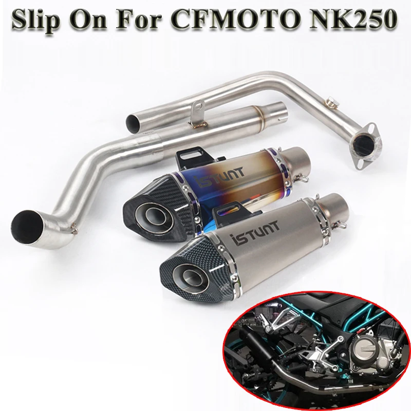 Slip On For SFMOTO NK250 250CC 2017 2018 2019 Motorcycle GP Racing Exhaust Escape Laser Muffler DB Killer Front Middle Link Pipe