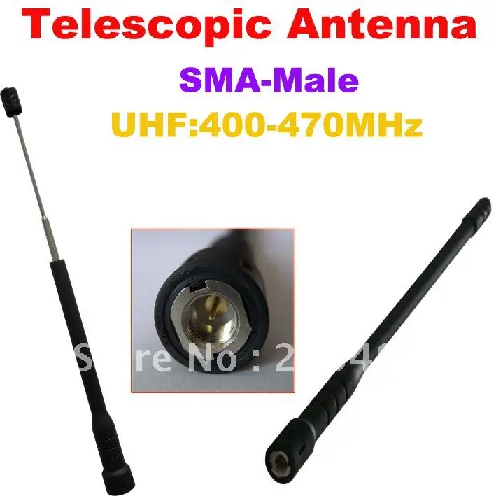 Hot Sales SMA-Male UHF:400-470MHz Telescopic Antenna for Handheld Walkie Talkie (SMA-Male Connector)