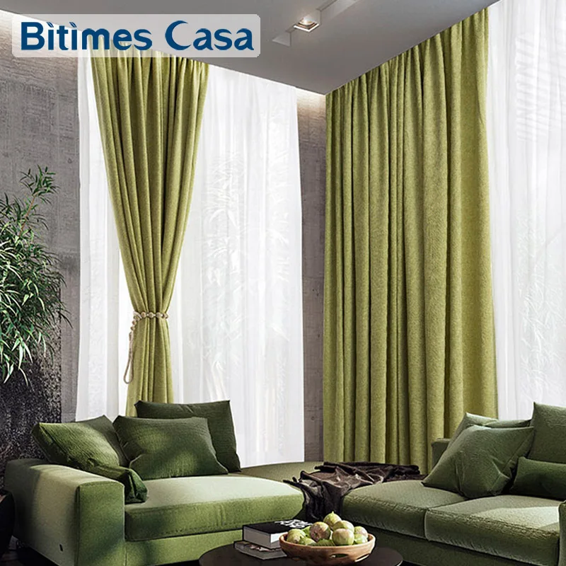 

Solid Color Delicate Chenille Blackout Window Curtain Fine Processing For Living Roon Bedroom High Shading Home Decoration