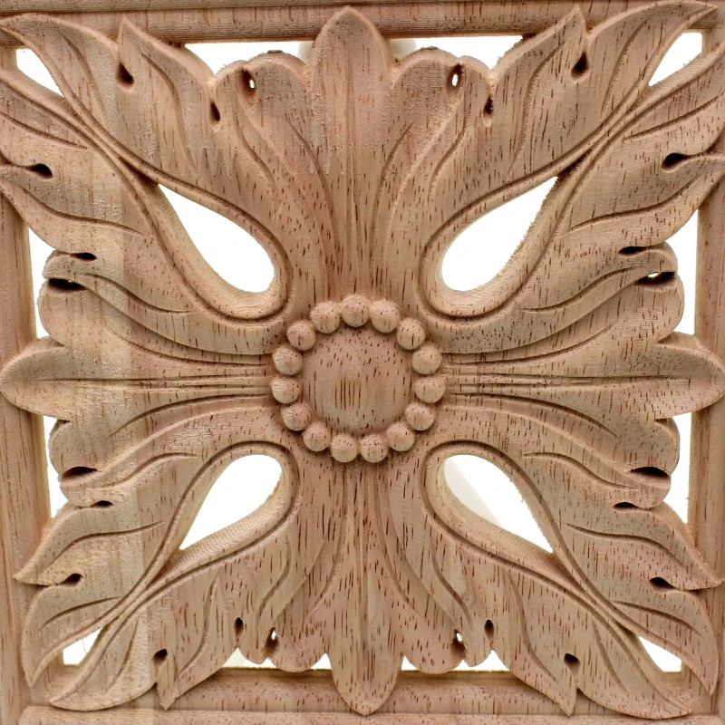 RUNBAZEF Vintage Wood Carved Corner Onlay Applique Unpainted Furniture Cabinet Decorative Figurines