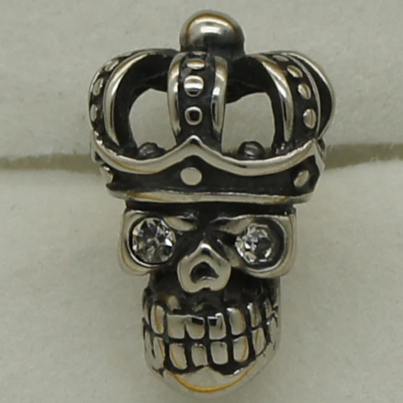 cool men/boy cz stone crown king skull 316L stainless steel stud earring