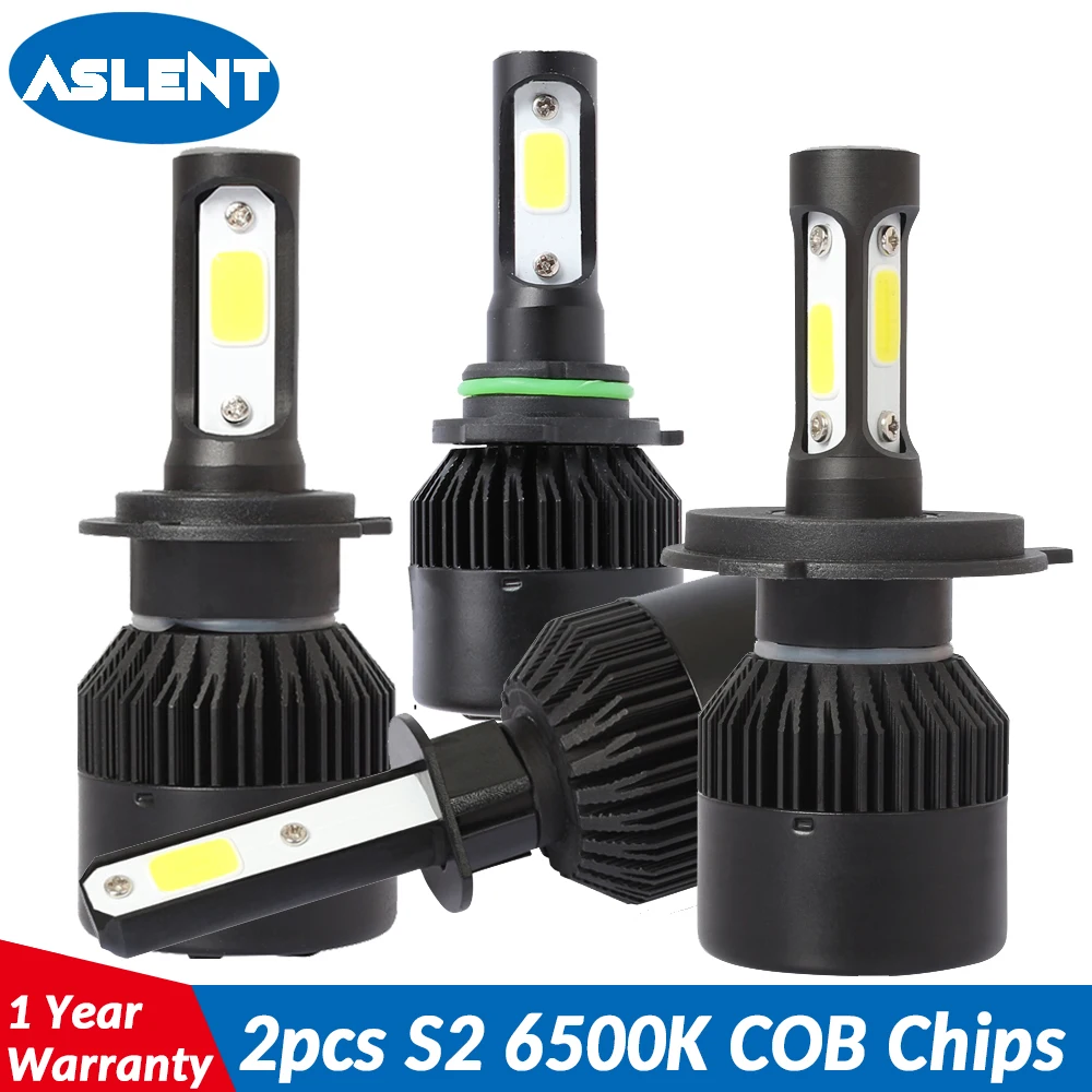 

ASLENT 2PCS 60W 8400lm H4 High low Car LED H7 H11 H8 H9 H1 H3 HB4 HB3 9005 9006 9012 Headlight Bulbs 6500K Light Source 12V