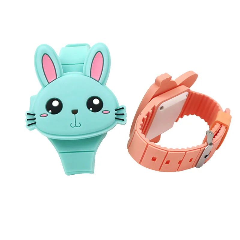 Étui de montre à rabat pour enfants, 1 pièce, bracelet en Silicone montre électronique à LED, motif lapin de dessin animé, joli cadeau dg88