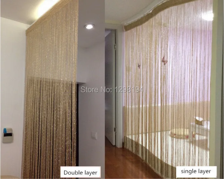 Dekorative silber string vorhang 200*100 cm/300*300 cm tür fenster quaste vorhang valance raumteiler hochzeit diy home decor