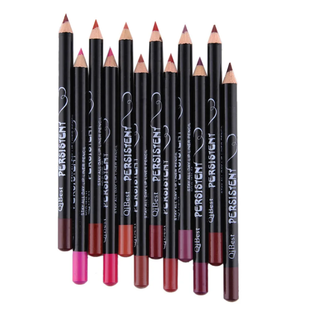 12 Stks/set Professionele Matte Lip Liner Potlood Set Waterdichte Langdurige Glad Natuurlijke Lipliner Pen Make-Up Cosmetische Gereedschap Kit