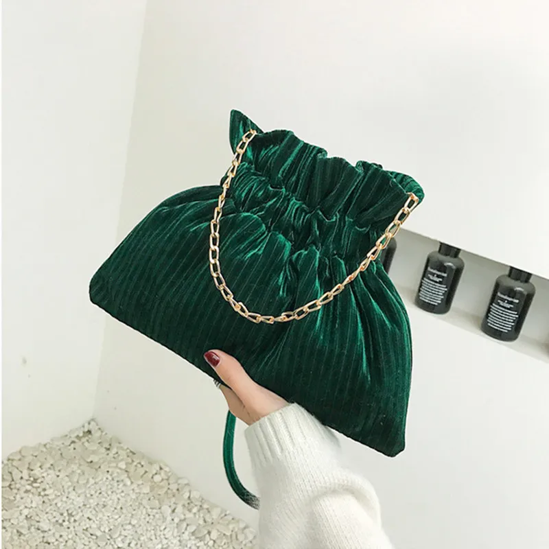 Corduroy Chain Messenger Bag Women\'s Bucket Bag Luxury Velvet Shoulder Bags Large Capacity Book Handbag Cute Crossbody Bags