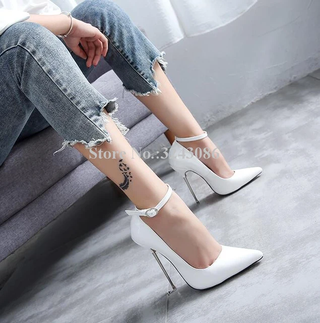 Nieuwe Wees Teen Lakleer Stiletto Dames Pumps Sexy 13 cm Metalen Hak Vrouwelijke Enkele Schoenen Vrouw Partij Hoge Hakken schoenen AliExpress