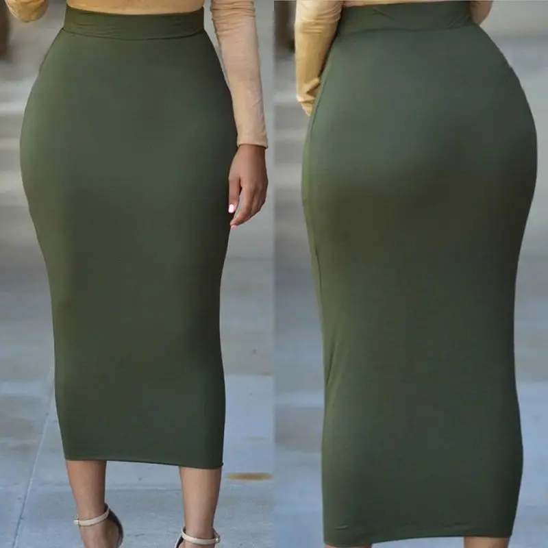 Women Ladies Sexy Skirt Bandge Bodycon High Waist Pencil Bodycon Maxi Skirt Long Skirts Black Gray Green 2018 Fashion Plus Size