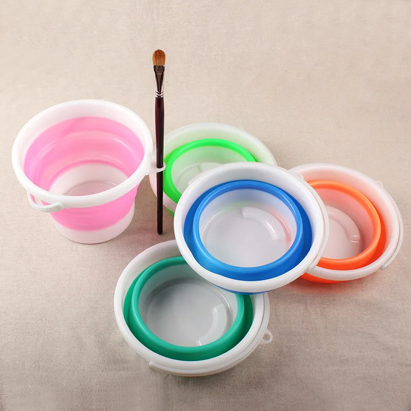 1pcs Folding five colored plastic pen washing barrel acrylic oil painting gouache and colorful paint pen barrel drawing material