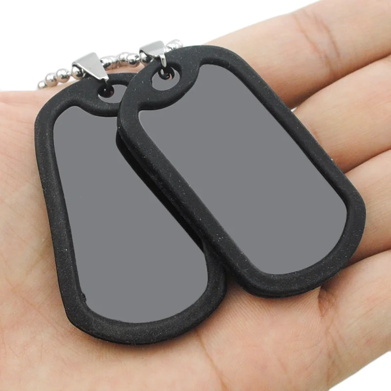 ATGO 2 Piece/Sets Fashion Stainless Steel Military Dog Tags Necklace Pendant Blank BJP19