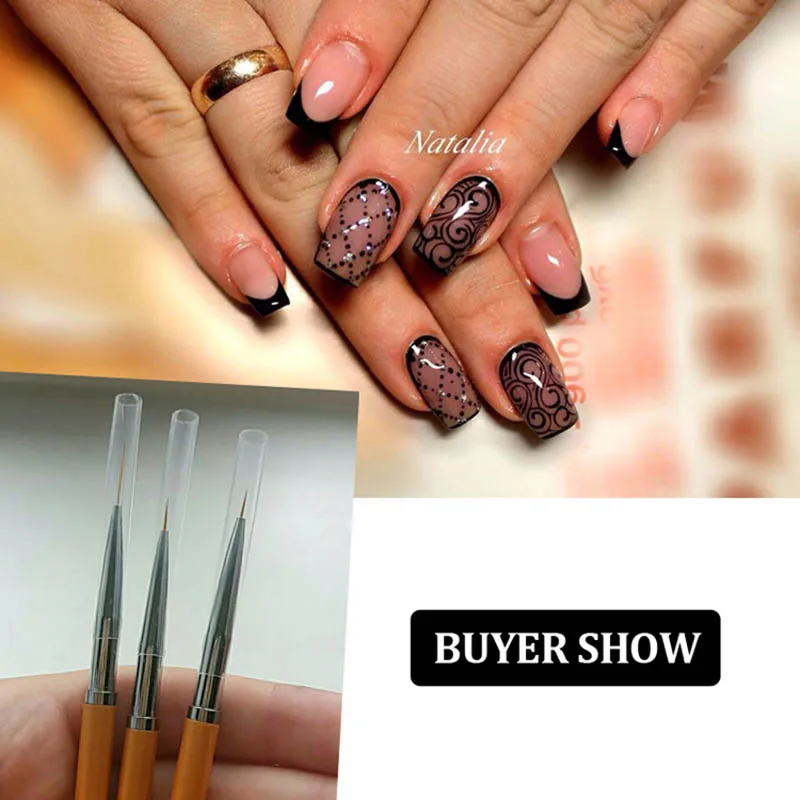 Acrylic Nail Art French Stripes Lines Drawing Painting Liner Brush Sequins Decoration Manicure Tools