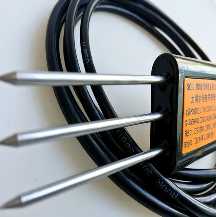 EC + T, 0-2V EC + T, 4-20mA EC + T, RS485 Conductividad eléctrica del suelo Humedad del suelo Temperatura del suelo sensor tres en uno