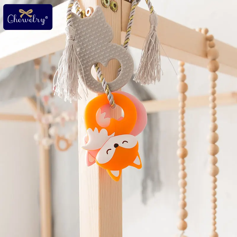 1pcs Baby Silicone Teether Rodent Silicone Fox Pendant Baby Teether Rodent BPA Free Silicone Beads Chew Biter Children Goods Toy