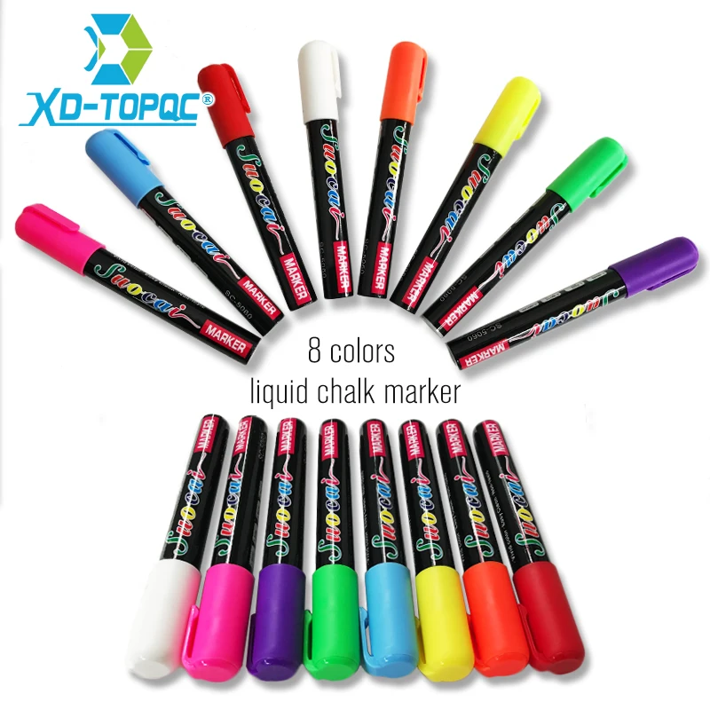 XINDI-Stylo marqueur à craie liquide effaçable, surligneur structurels ent, peinture d'art colorée, tableau blanc, tableau noir LED, nouveau, 8 pièces par lot
