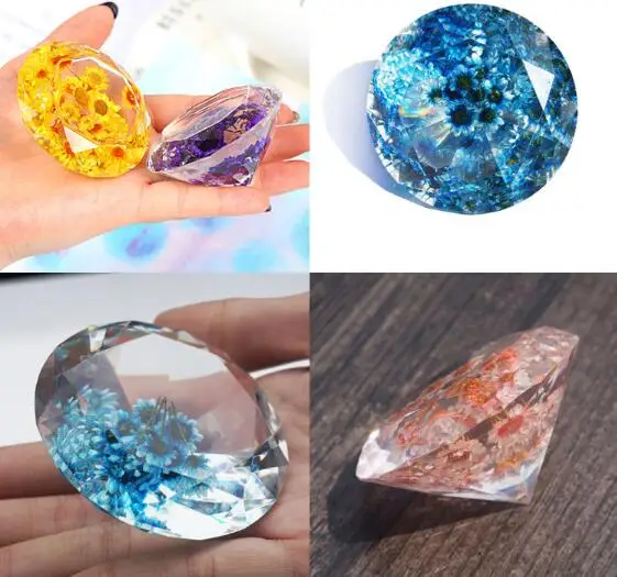 3D Diamond Shape 20-100mm Silicone Mold Clear Epoxy Resin Pendant Jewelry Making Mold Decoration Craft Tool Gift Handmade Tools