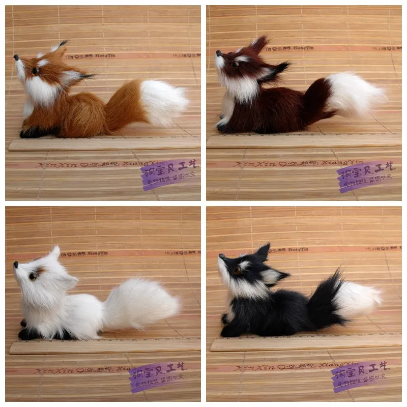 

4 pieces a lot new simulation look up fox toys polyethylene & furs fox dolls gift 15x6x7cm 2093