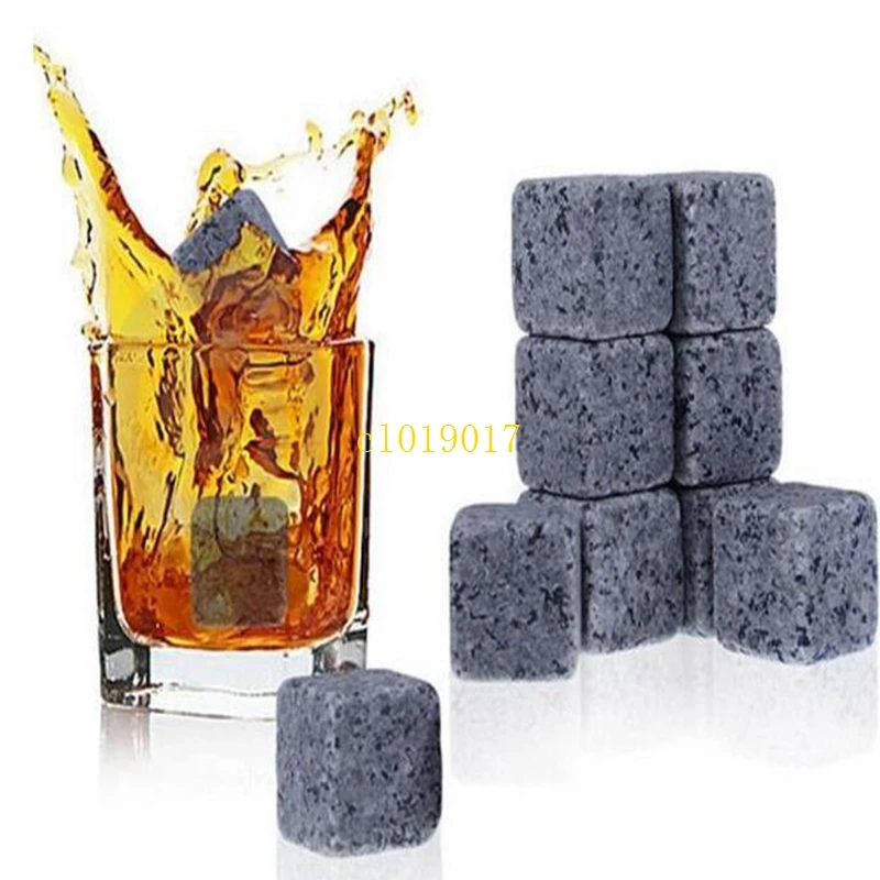 High Quality Natural Whiskey Stones Cooler Whisky Rock Soapstone Ice Cube With Velvet Storage Pouch#1221